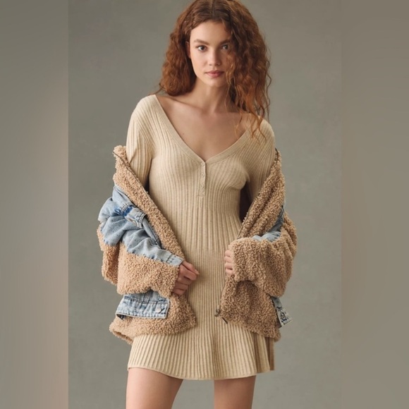 Anthropologie Daily Practice women XS Bell-Sleeve Sweater Beige Knit y2k casual - Picture 1 of 15